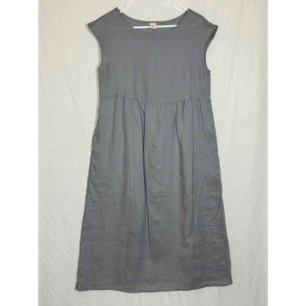 Lintico Minimalist Linen Midi Dress Size S Grey Coastal Lagenlook Euro Summer